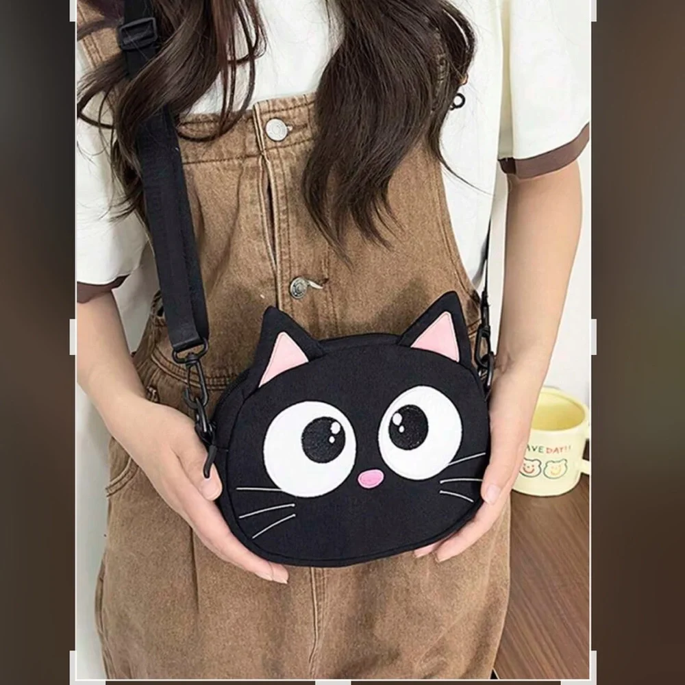 Cat Crossbody belt Bag black kitten purse mini phone teen’s girl’s kid’s school